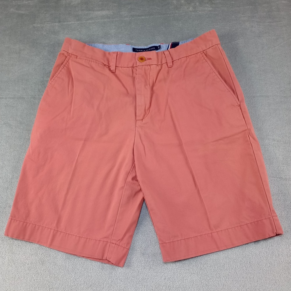 Tommy Hilfiger Classic Fit Shorts Mens Sz 34 x 9 Coral Chino Bermuda‎